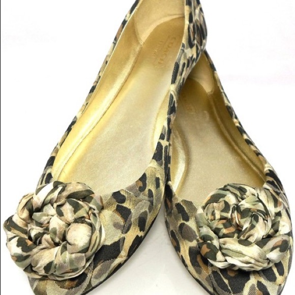 Coach / EUC Mimsy Ballerina Flats  Ocelot Print Multi Neutral Tones Size 7.5 - Picture 1 of 5